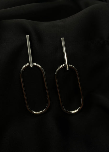 Boucles d’Oreilles Ovales Argentées